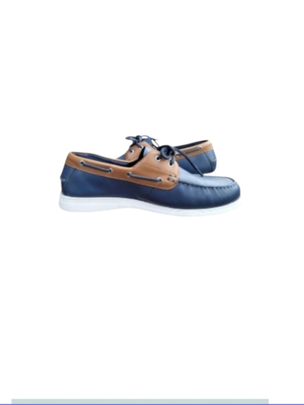 Cole Haan Leather Cornell 2 Eye Blue Brown Boat Shoe Loafer Preppy Dress Men 9 - Picture 6 of 11